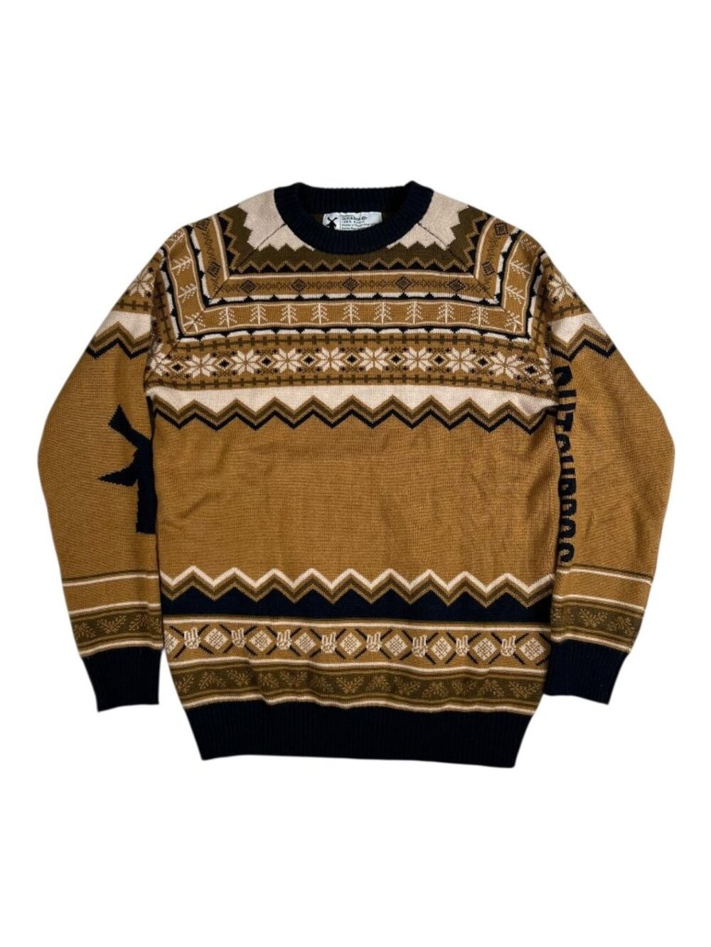 Dutch Bros Coffee Sweater Mens Medium Brown Fair Isle Ugly Christmas Crewneck